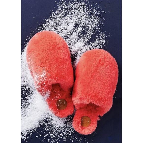 Anthropologie Sadie Fuzzy Faux Fur Slippers Size S/M‎ (Fits 6-7) Coral Pink Cozy - Picture 12 of 12